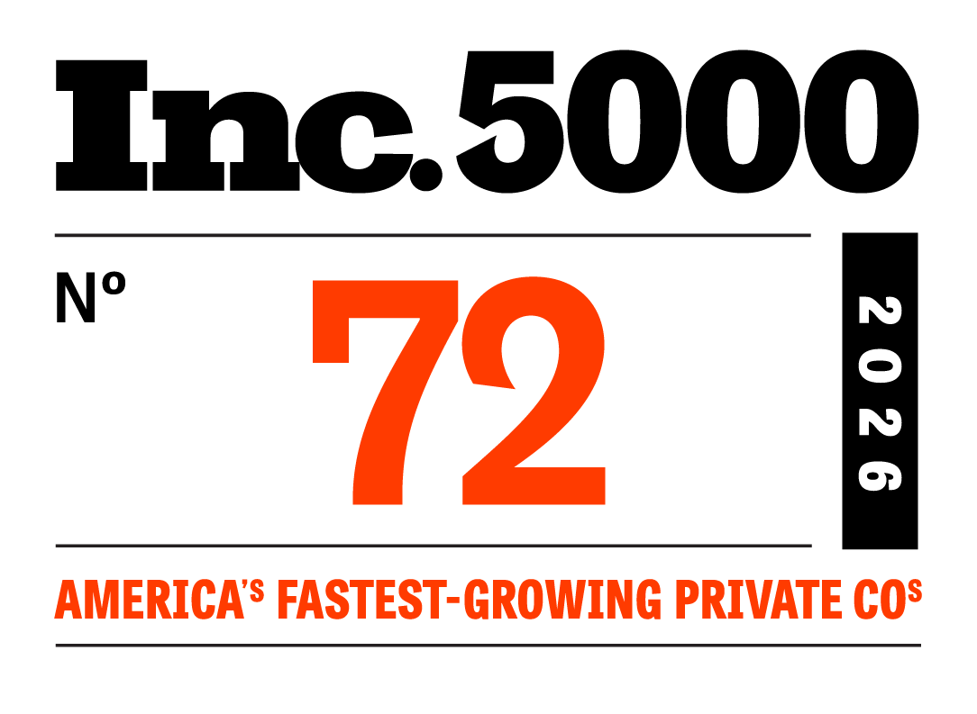 Inc. 5000 2026 badge — No. 72 overall, America's Fastest-Growing Private Companies